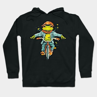 Funny Frog On A Bike Hoodie